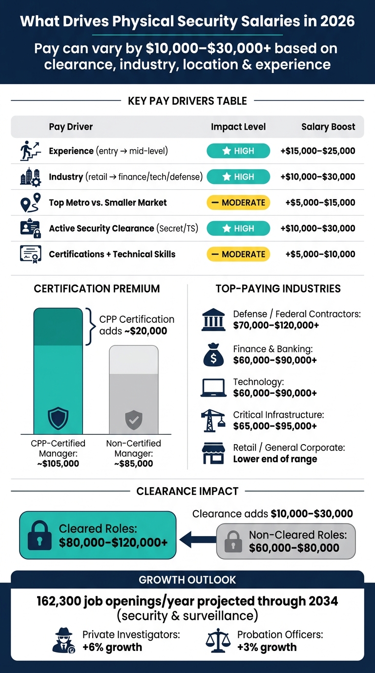 Physical Security Salary Factors 2026: What Moves Your Pay